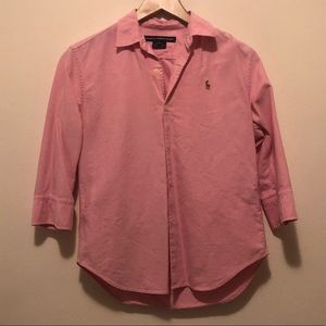 Ralph Lauren Sport Pink 3/4 sleeve Oxford shirt